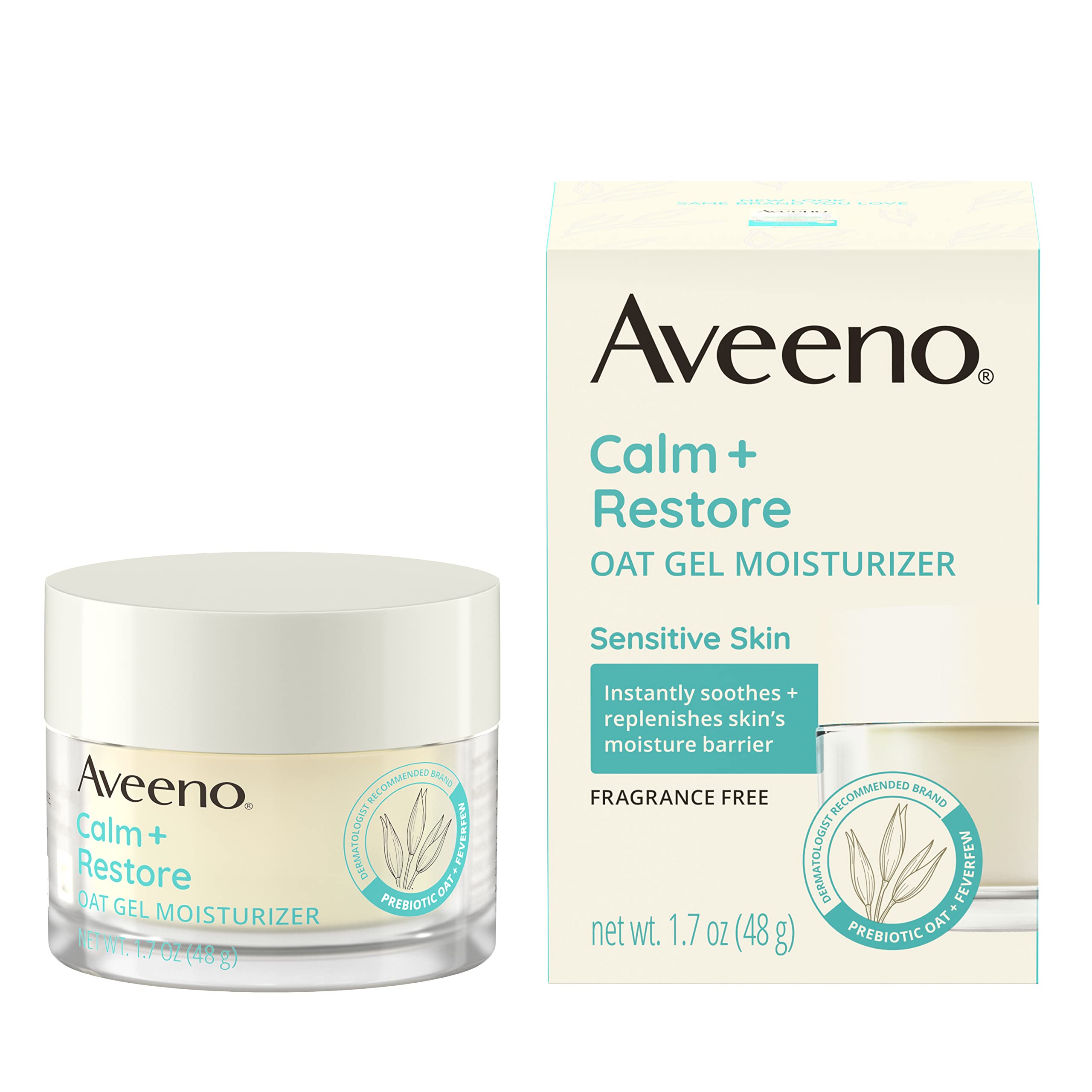 Calm + Restore Oat Gel Facial Moisturizer for Sensitive Skin, Fast-Absorbing
