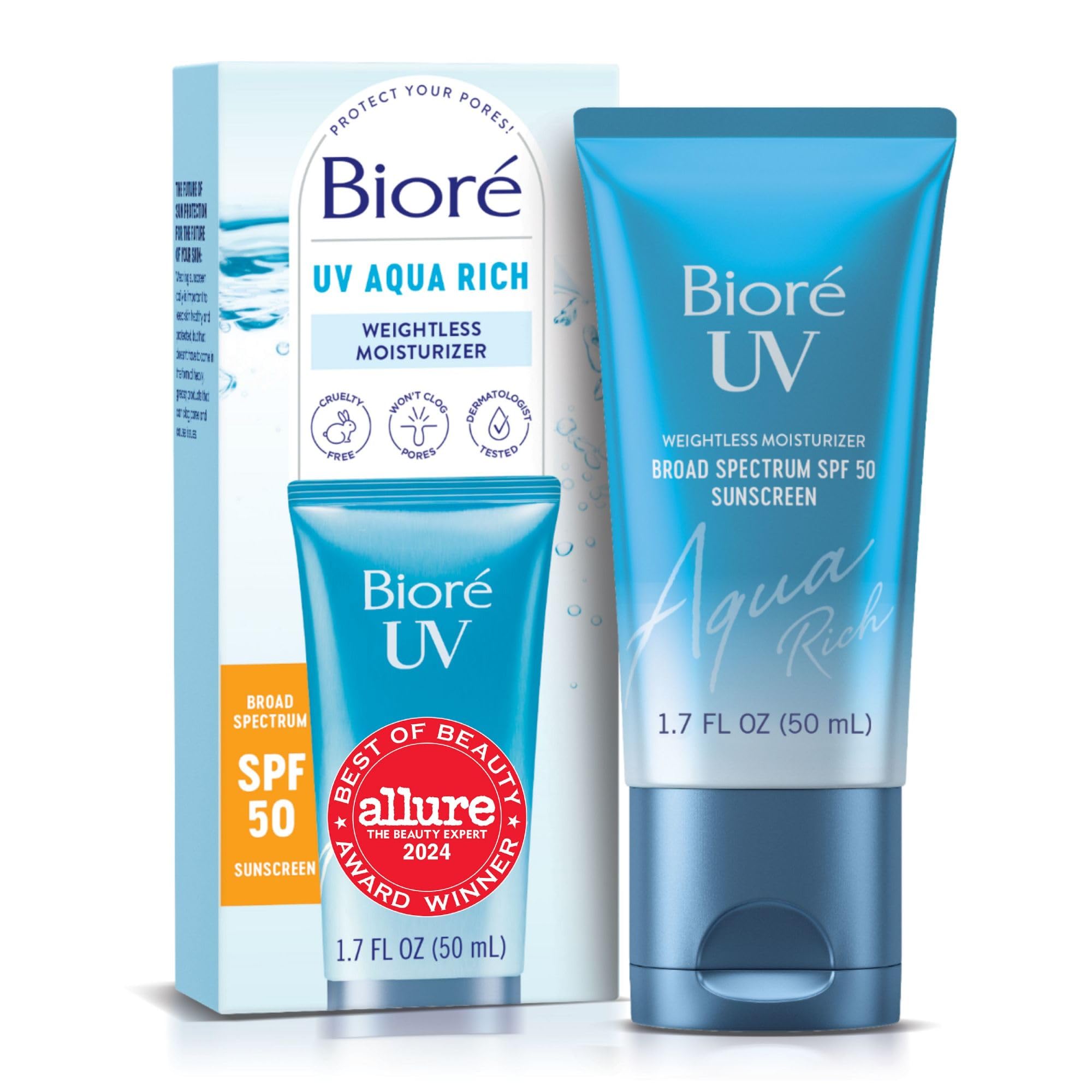 Biore UV Aqua Rich Daily Hydrating Facial Moisturizer with SPF 50