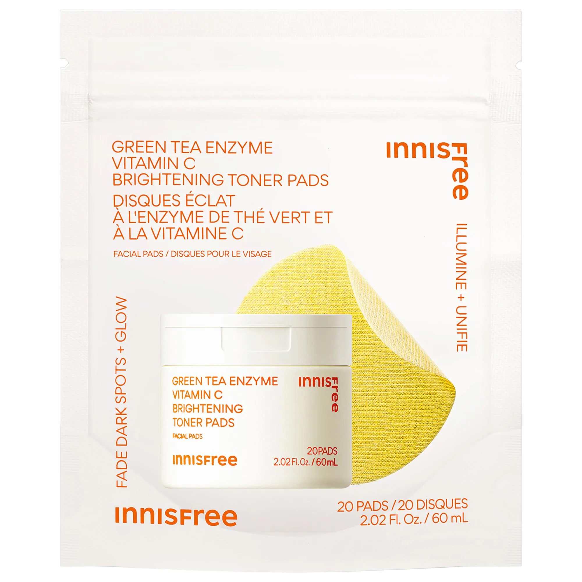 Mini Daily Vitamin C Korean Brightening Toner Pads with Niacinamide for Dark Spots